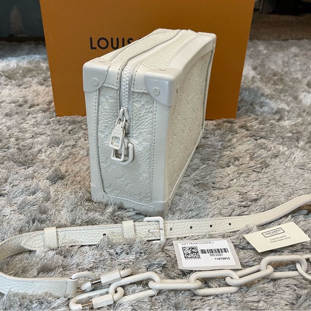 Louis Vuitton Virgil Abloh Crossbody Matte White Soft Trunk w/ Chain M53287 SS19 - Picture 13 of 15